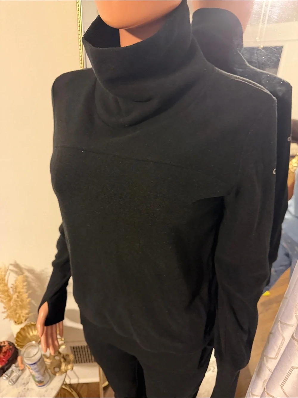 ALO Yoga Black Turtleneck Cowl Sweater
